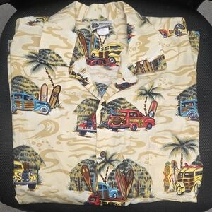 Vintagr Hawaiian Surf Print Buttondown Polo